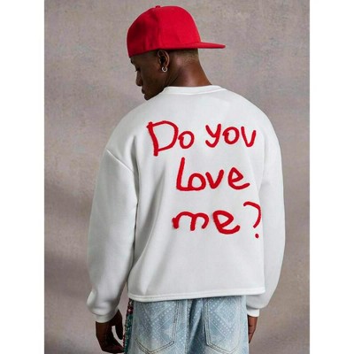 TIME HOLLOW Cropped White Fleece Pullover Sweatshirt With Handwritten Letter Embroidery - Trendy Look