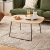 Airsurfer Modern Minimalist Coffee Table, Small Oak Veneer Sofa Table with Rounded Corners and Metal Legs for Living Room or Bedroom - 3 of 4