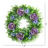 Nearly Natural 22” Purple Rose, Blue Daisy and Greens Artificial Wreath - 2 of 4