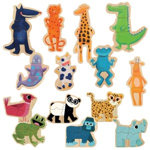 Djeco Magnetic Animal Puzzle Set - 14 Silly Animal Puzzles - 1 of 4