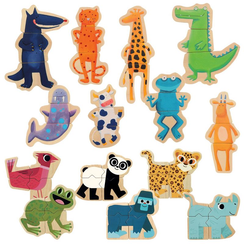 Djeco Magnetic Animal Puzzle Set - 14 Silly Animal Puzzles, 1 of 5