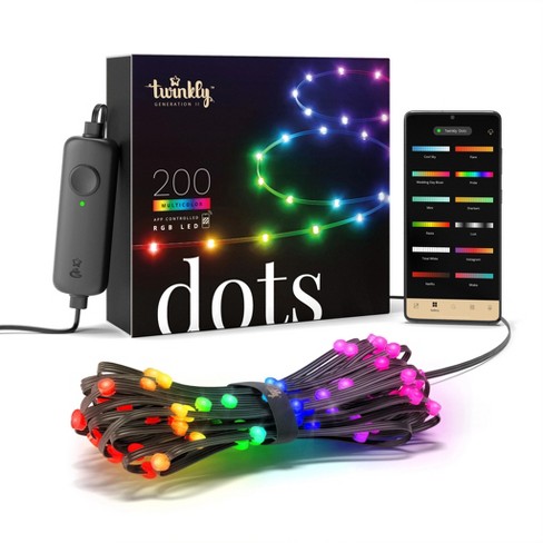Twinkly Dots App-Controlled Flexible LED Light String 200 RGB (16 Million Colors) 33 feet Black Wire USB-Powered Indoor Smart Home Lighting Decoration - image 1 of 4