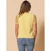 INSPIRE CHIC Women's Bow Tie V Neck Stand Collar Short Mesh Sleeve Blouse - 4 of 4