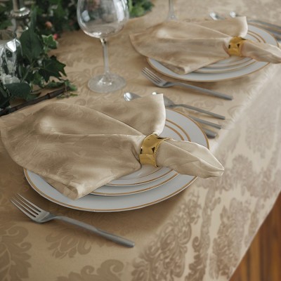 Barcelona Beige Jacquard Damask Napkin Set of 4 - 17" x 17"