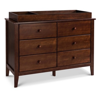 Espresso Pine Wood Double Nursery Dresser with 6 Drawers