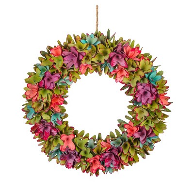 18" Wood Curl Floral Wreath Pastel Multicolor - National Tree Company