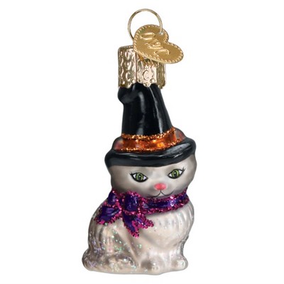 Old World Christmas Blown Glass Ornament for Tree, Mini Witch Cat