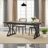 Lirago Farmhouse Dining Table-Vintage Black Top Black Trestle Base Rustic Dining for 6 People - 2 of 4
