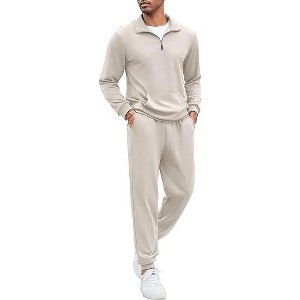 COOFANDY Men's Tracksuit 2 Piece Quarter Zip Sweatsuit Sets Casual Athletic Running Jogging Suits - 1 of 4