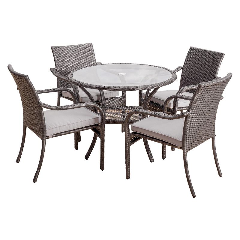 San Pico 5pc Wicker Patio Dining Set with Cushions - Gray - Christopher Knight Home, 3 of 6