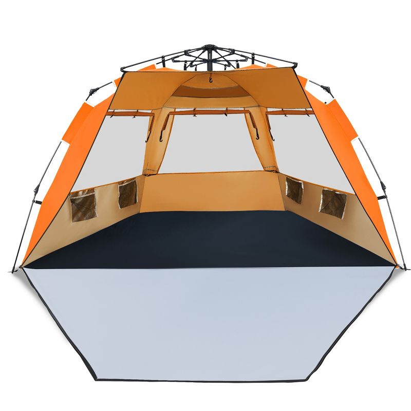 Costway 3-4 Person Easy Pop Up Beach Tent UPF 50Plus Portable Sun Shelter Orange/Blue, 1 of 11