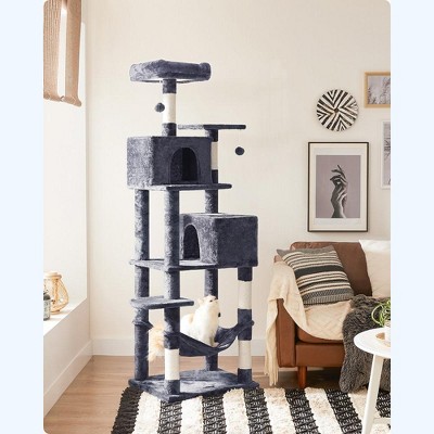 Smoky Gray 75.2" Multi-Level Cat Tree with Sisal Posts