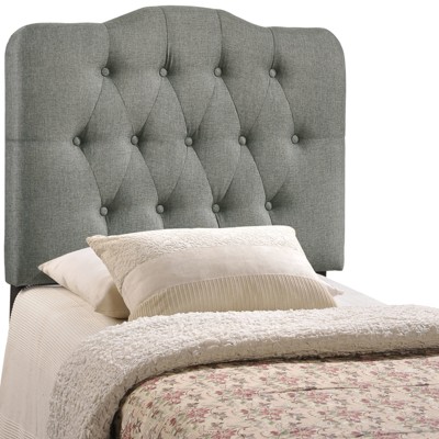Gray Tufted Linen Upholstered Twin Headboard
