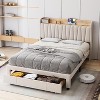 TackView  Bed Frame with Storage Headboard Charging Station - Wooden Platform Bed with Large Drawers No Box Spring Needed Easy Assembly - 3 of 4