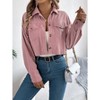 Clearlove Womens Fashion Jackets Cropped Corduroy Shacket Button Down Casual Long Sleeve Fall Jacket Coats - 4 of 4
