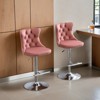 Modern Velvet Counter Height Swivel Bar Stools Chairs, Height-Adjustable Upholstered Barstools with Silver Legs, Set of 2 - Leovsnove - 2 of 4