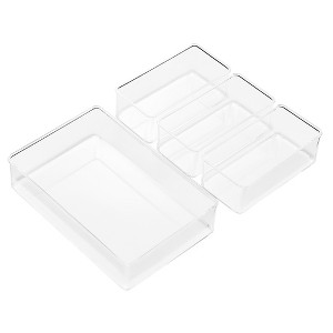 Sorbus 4-Piece Clear Acrylic Office Drawer Organizer Set - Perfect for pens, craft supplies & more - 1 of 4