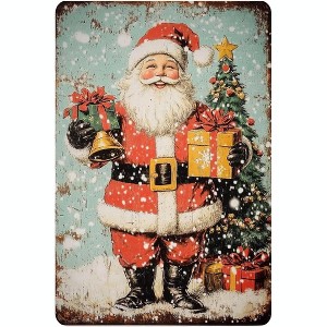 Lomsoe Christmas Metal Tin Sign Christmas Santa Vintage Sign Retro Tin Sign Aluminum Sign for Bedroom Kitchen Garden Coffee Home Decor 8x12 Inch - 1 of 1