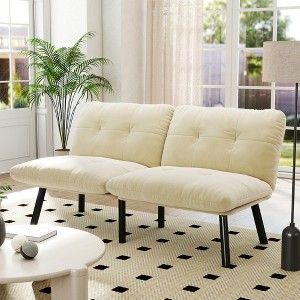 JUJABU Contemporary 2-Seater Sofa with Adjustable Backrest, Velvet Upholstery and Metal Frame - 1 of 4
