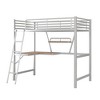 CAVINAS Twin Size Loft Bed with Desk Modern Metal Bed Frame with Storage Shelf and Inclined Ladder for Bedroom - 3 of 4
