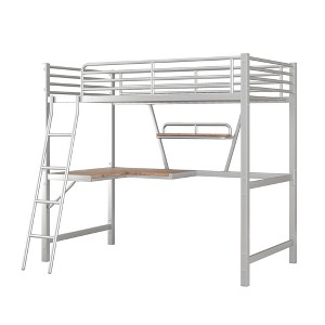 NicBex Metal Loft Bed with Built-in Desk and Shelf for Kids Teens Adults,Twin/Full - 1 of 4