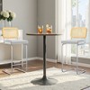 MAYEERTY 30" Light Gray Counter Height Velvet & Rattan Bar Stools Set of 3, Armless for Kitchen Island - 3 of 4