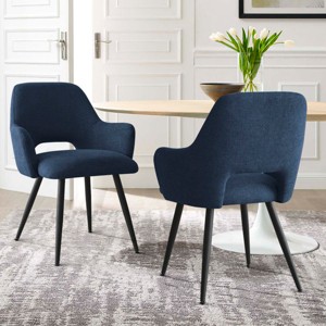 Set of 2 Upholstered Dining Chairs with Arms, Modern Accent Chairs with Metal Legs, Comfortable Padded Seat for Dining Room, Kitchen - Panipeachy - 1 of 4