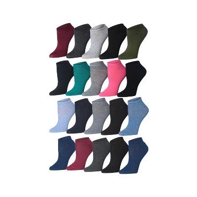 Solid Color Women's No Show Socks - 20 Pairs