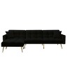 DOMETOUR 107.7 Inch Sectional Sleeper Sofa Bed with 2 Pillows, Modern Convertible Sofa Velvet Futon Couches for Living Room, Black - 3 of 4