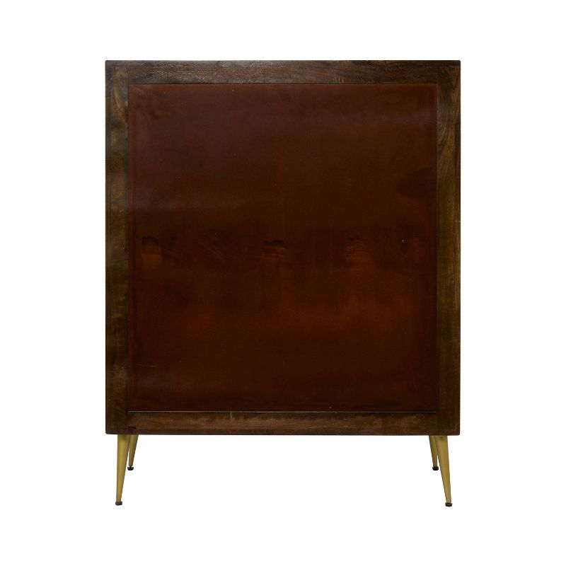 Contemporary Carved Mango Wood Cabinet Brown - Olivia &#38; May, 4 of 9
