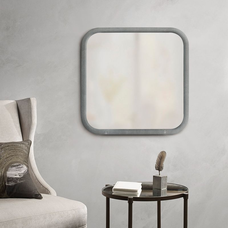 Sofie 23.62"x23.62" Decorative Wall Mirrors With Square PU Covered MDF Framed Mirror-The Pop Home, 4 of 8
