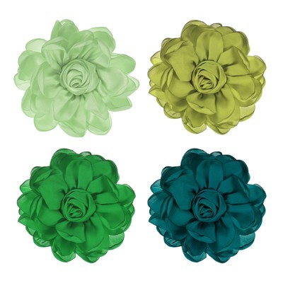 Unique Bargains Alloy Satin Fabric Big Rose Flower Dainty Brooches 4 Pcs