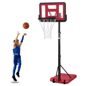 Use for Outdoor Height Adjustable 4.8 to 7.7ft Basketball Hoop 44 Inch Backboard Portable Basketball Goal System with Stable Base and Wheels - 1 of 4