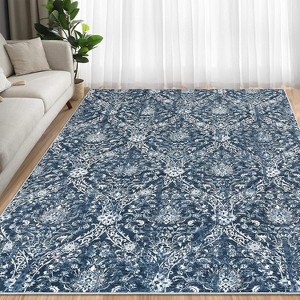 Farmhouse Floral Area Rug – Washable, Low Pile, Non-Slip, Stain-Resistant Carpet for Bedroom or Living Room - 1 of 4