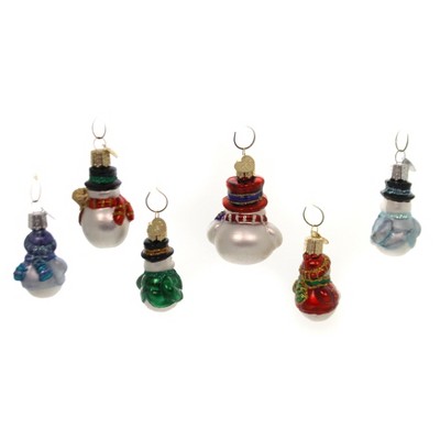 Mini Snowman Glass Christmas Ornament Set of 6