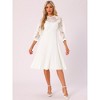 INSPIRE CHIC Women's Floral Lace Panel 3/4 Sleeves Belted A-Line Pleated Dresses - image 3 of 4