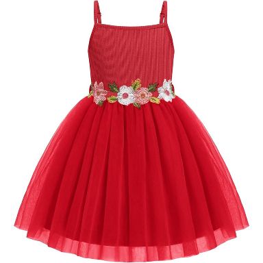 Arshiner Toddler Pageant Dress Summer Sleeveless Tulle Tutu Formal Dresses Sky Blue Holiday Sundress 3-4Y-Red-6-7 Years