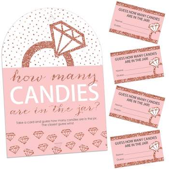 Big Dot of Happiness Bride Squad - How Many Candies Rose Gold Bridal Shower or Bachelorette Party Game - 1 Stand and 40 Cards - Candy Guessing Game