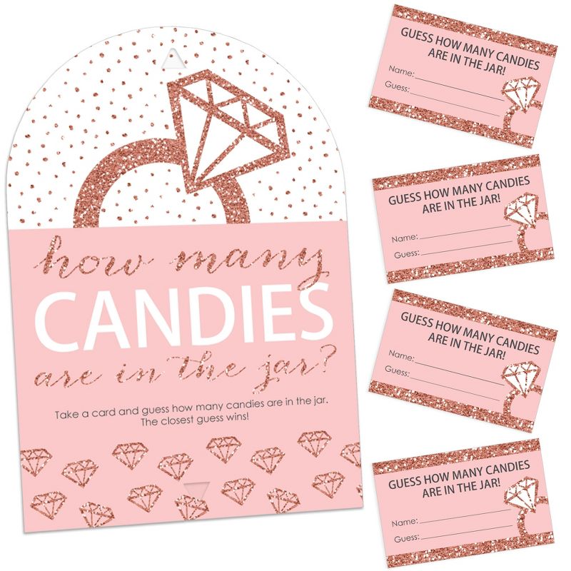 Big Dot of Happiness Bride Squad - How Many Candies Rose Gold Bridal Shower or Bachelorette Party Game - 1 Stand and 40 Cards - Candy Guessing Game, 1 of 9
