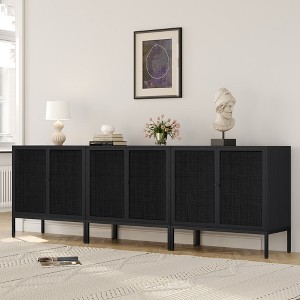 Brafabhome Boho Rattan Sideboard Storage Cabinet Set of 2, Modern Buffet Cabinet with Storage Shelf for Living Room, Dining Room, Entryway, Kitchen - 1 of 4