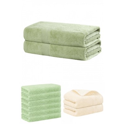 REGALWOVEN Striped Soft Absorbent Bathroom Cotton Towel Set 3 Pcs