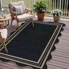 Easy Jute 3x5 Outdoor Patio Rug Washable Entryway Black Modern Kitchen Rugs Farmhouse Neutral Non Slip Scalloped Carpet - 3 of 4