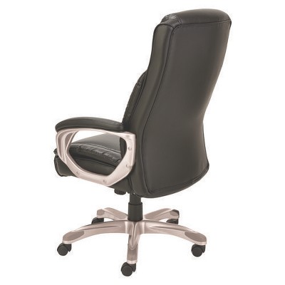 Brown High-Back Leather Executive Swivel Chair with Adjustable Arms