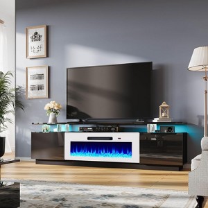 AMERLIFE Fireplace TV Stand, High Gloss LED Entertainment Center - 1 of 4
