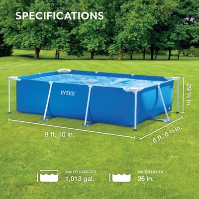Intex 9.8' Blue Rectangular Frame Above Ground Pool
