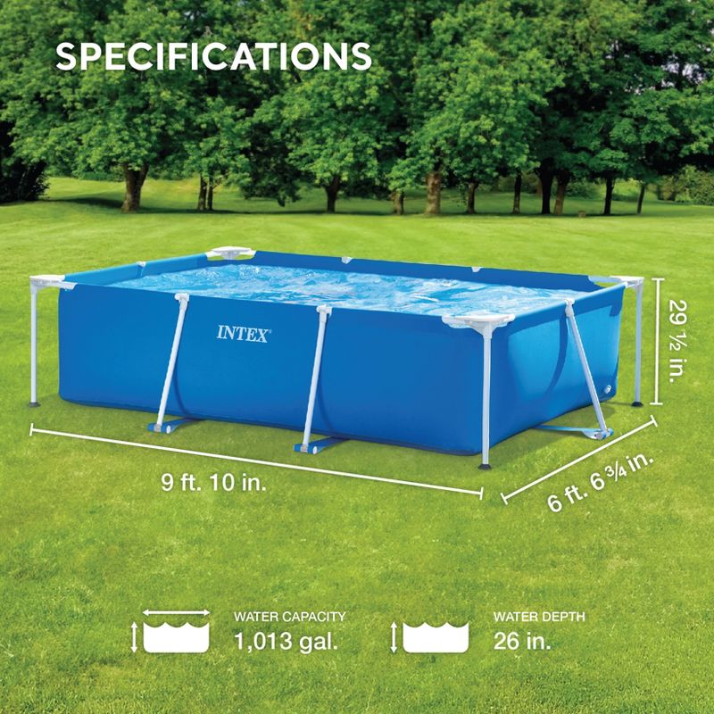 Intex Rectangular Frame Above Ground Outdoor Home Backyard Splash Swimming Pool with Flow Control Valve for Draining, 2 of 7