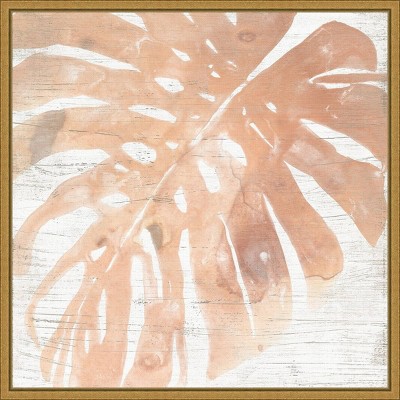 16" x 16" Neutral Palm Fossil I by June Erica Vess Framed Wall Canvas - Amanti Art