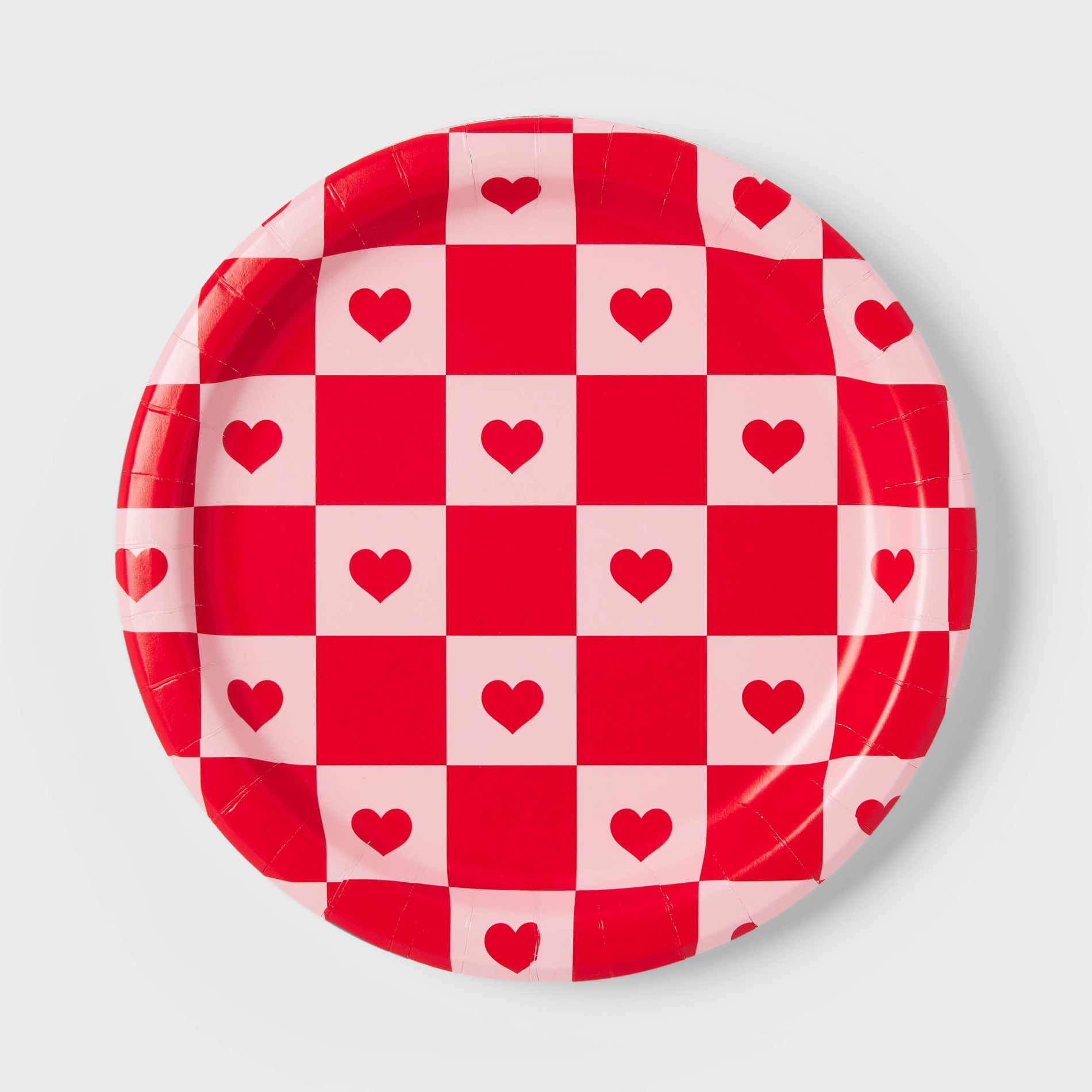 20ct Valentine's Day Checkered Heart Dinner Plates - Spritz™
