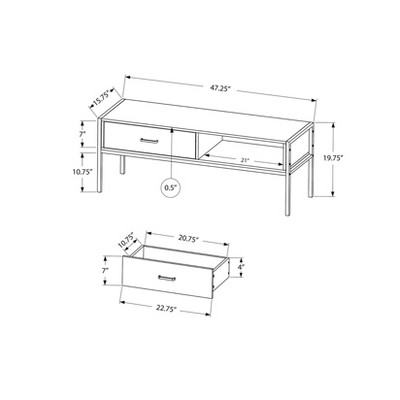 48-Inch Black Metal Industrial TV Stand with Storage Drawer