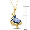 EVERLY JEWELRY | Yellow Plated Sterling Silver Blue and White Enamel Dancer Charm Necklace, 20-inch - 4 of 4